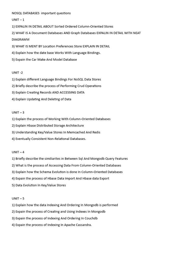 NOSQL DATABASES Important Questions | PDF