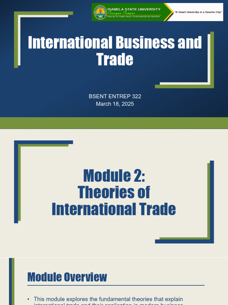 Module 2 Theories of International Trade | PDF | Trade | Mercantilism