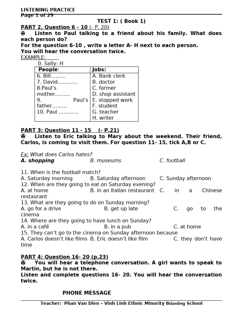 Listening Practice | PDF