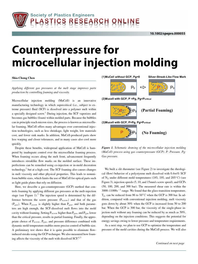 Counterpressure For Microcellular Injection Molding: Shia-Chung Chen ...