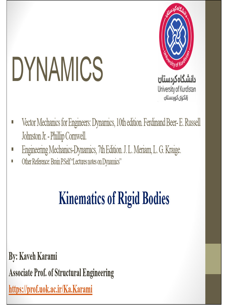 04 Kinematics of Rigid Bodies | PDF | Kinematics | Rotation Around A ...
