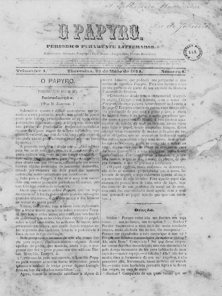 O Papyro, N. 1 | PDF