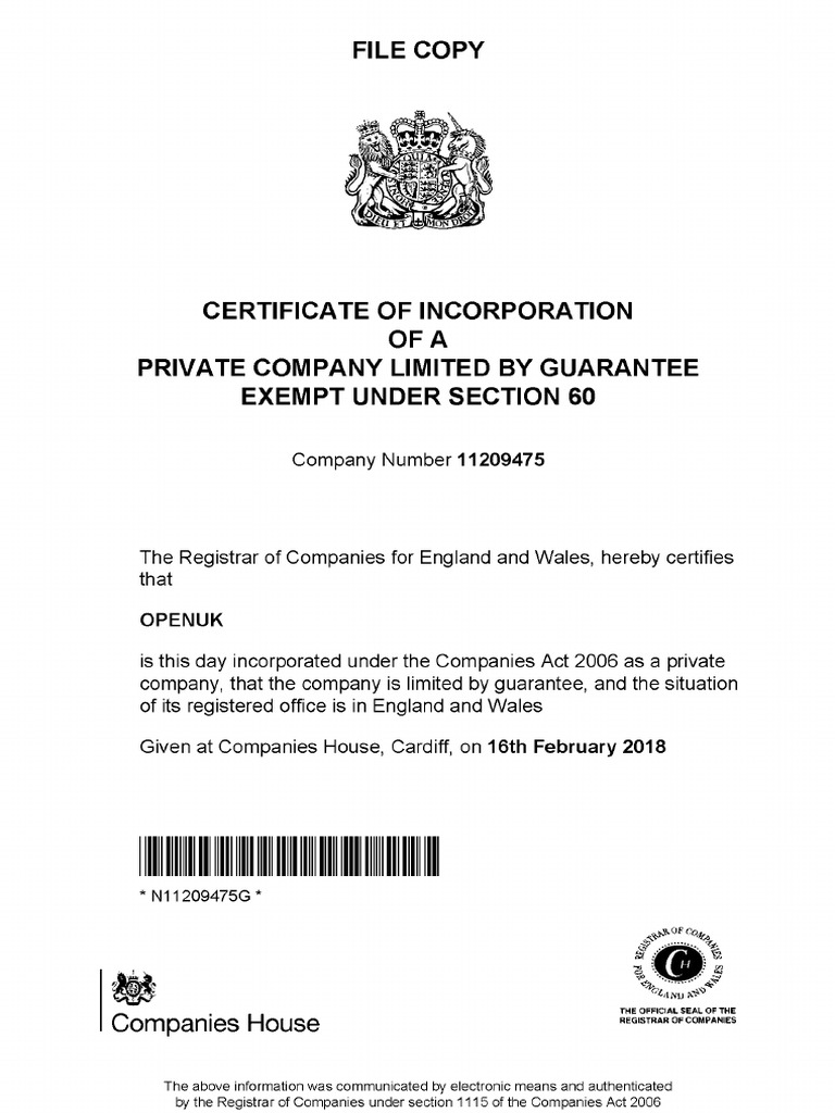 Incorporation Documents | PDF