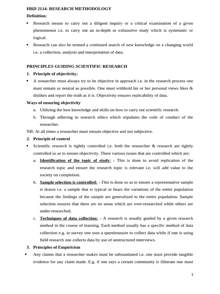 Research Methodology Notes | PDF | Sampling (Statistics) | Level Of ...