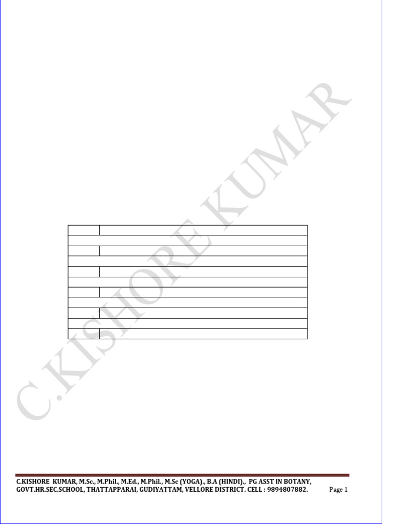 11th Bio Botany EM Practical Study Notes English Medium PDF Download | PDF