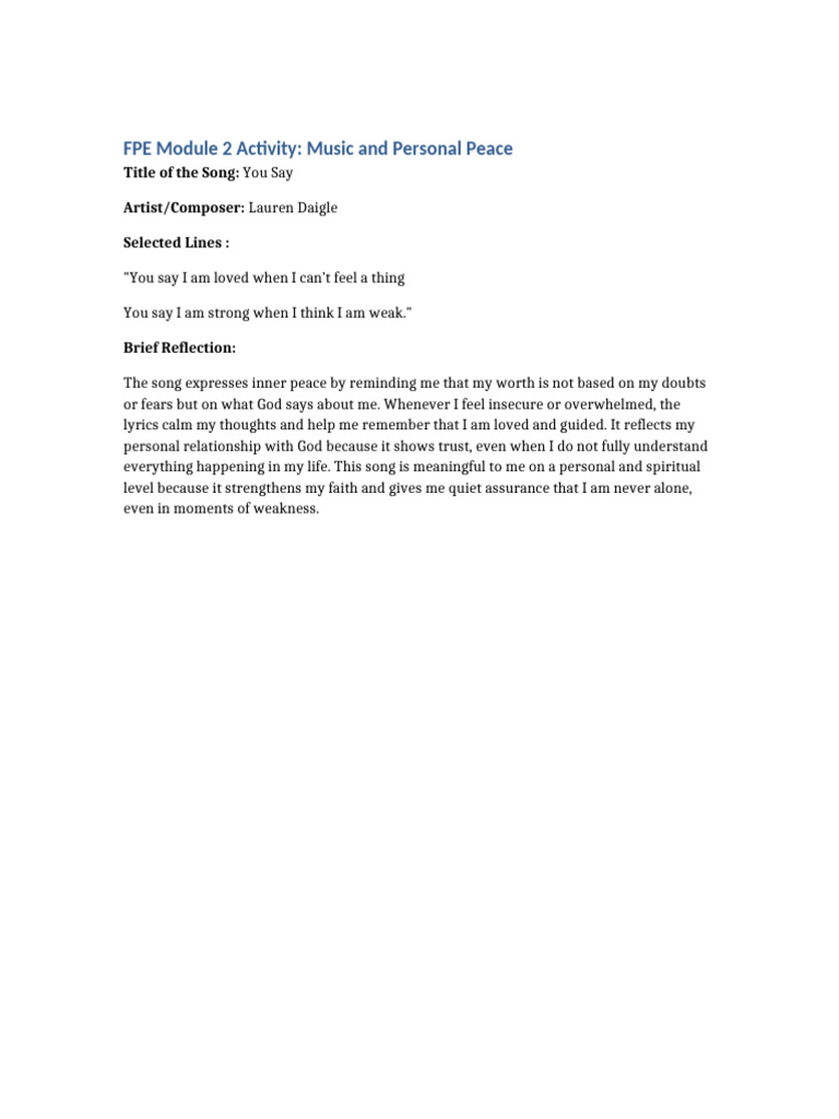 FPE Module 2 Activity Michael | PDF