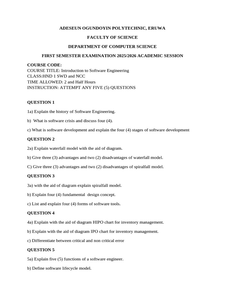 HND 1 Software Engineering | PDF