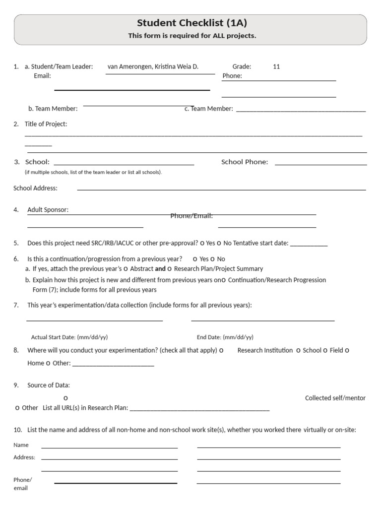 1A Student Checklist Research Plan Instructions | PDF | Risk | Risk ...