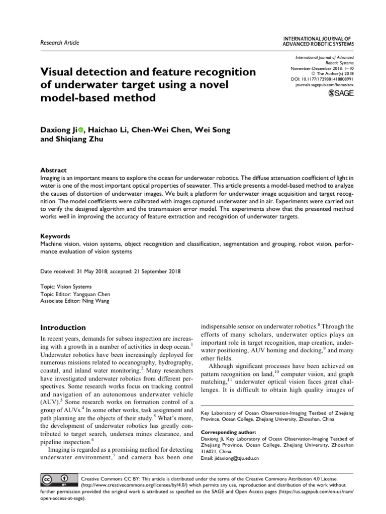 Visual Detection and Feature Recognition of Underw | PDF | Image ...