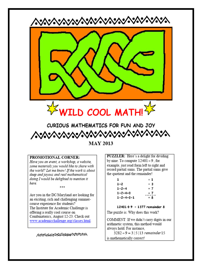 (Divisibility Rule, Etc.) Cool Math Newsletter - May 2013 | PDF ...