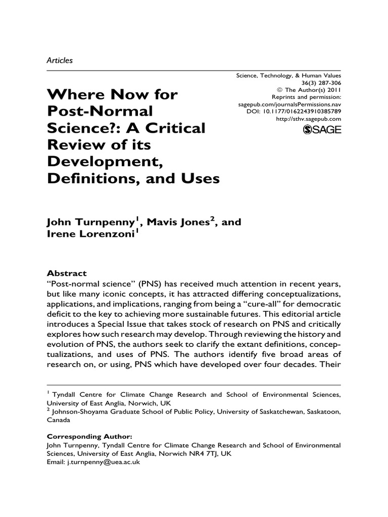 Where Now For Post-Normal Science - A Critical Review of Its ...