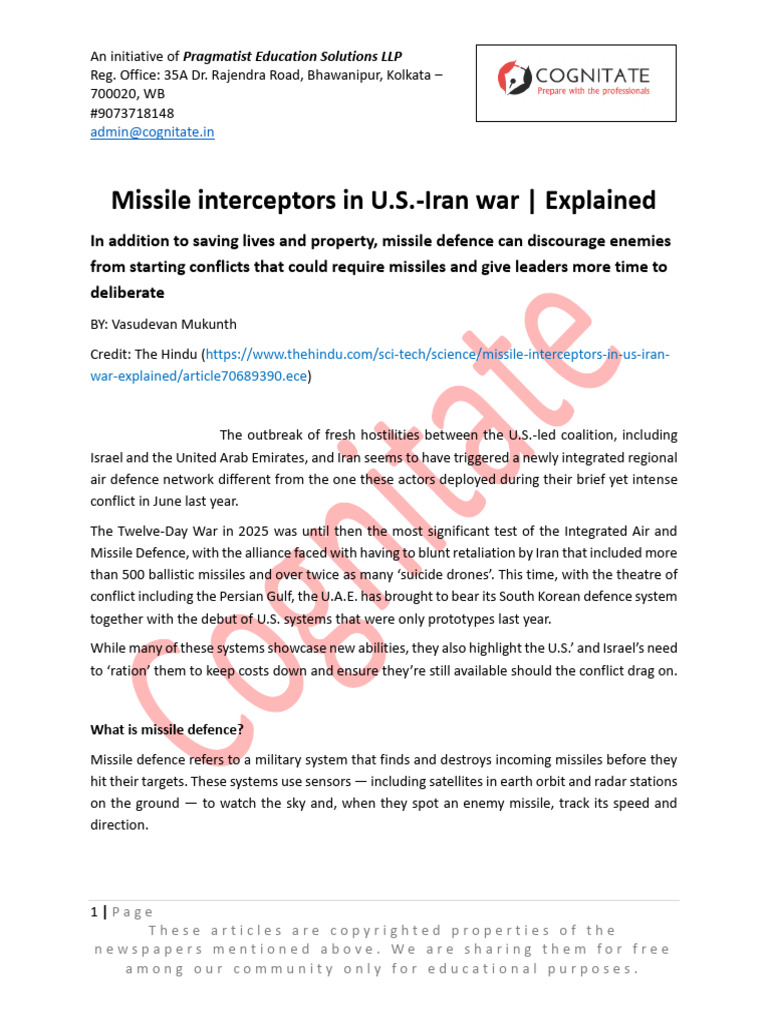 2-03-2026missile Interceptors in U.S.-iran War Explained | PDF | Anti ...