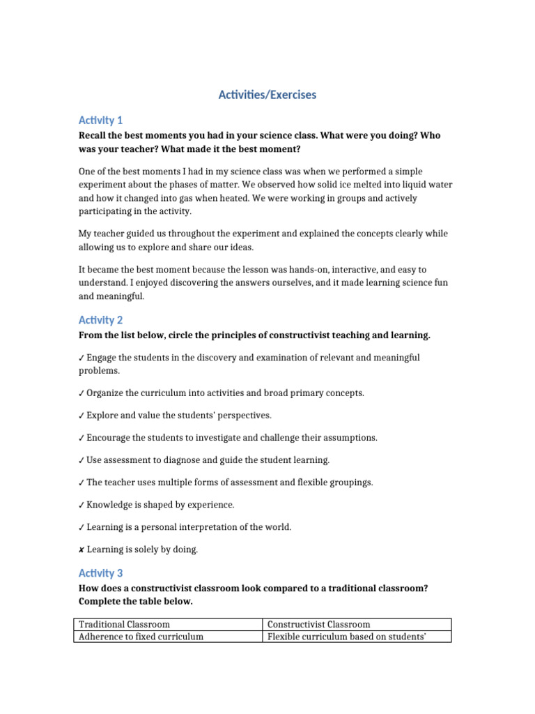 Activities Exercises Constructivism-1 | PDF | Constructivism ...