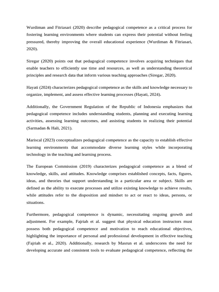 Pedagogical Competence Document | PDF | Pedagogy | Teachers
