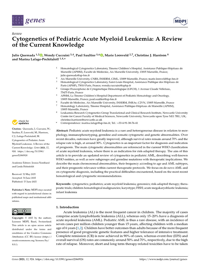 Cytogenetics of Pediatric Acute Myeloid Leukemia- A Review of the ...