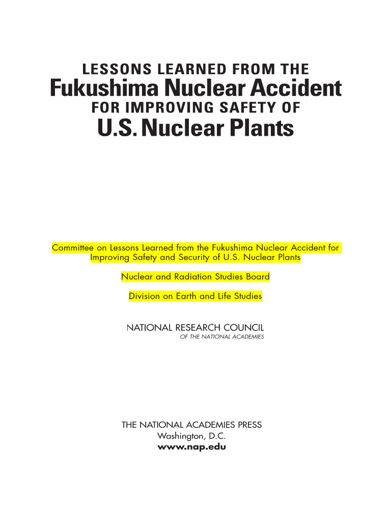 Lessons Learned From The Fukushima Nuclear Accident For Improving ...