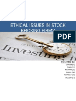 Ethical Issues in Stock Broking Firms: Presented by