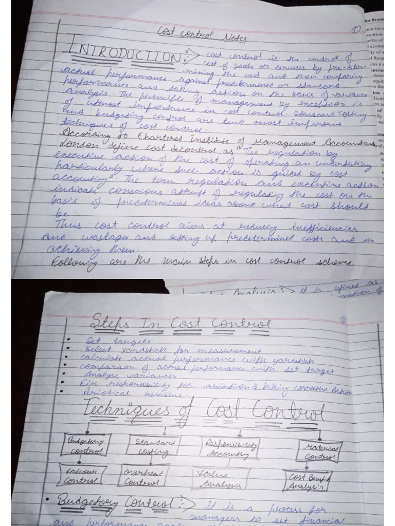 Cost Control Notes | PDF