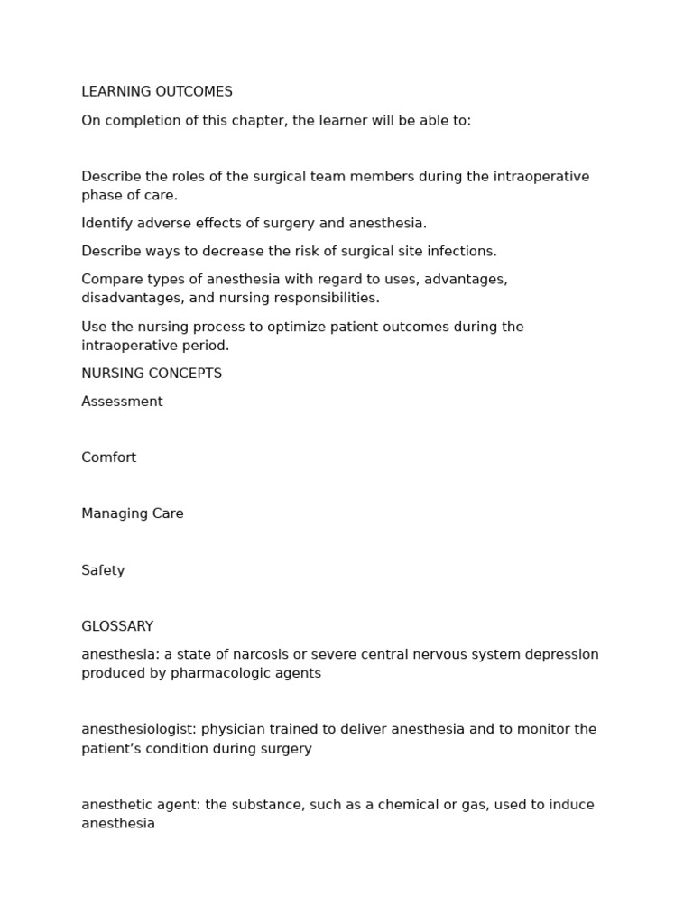 Intraoperative Nursing Management | PDF | Anesthesia | Operating Theater