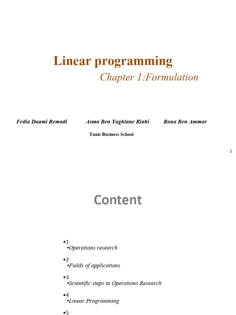 Chapter 1 Formulation | PDF | Linear Programming | Operations Research
