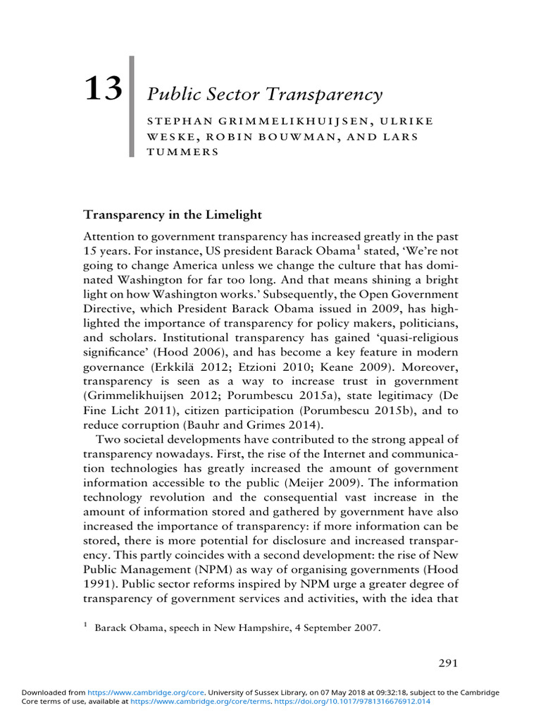 13 Public Sector Transparency | PDF | Experiment | Bribery