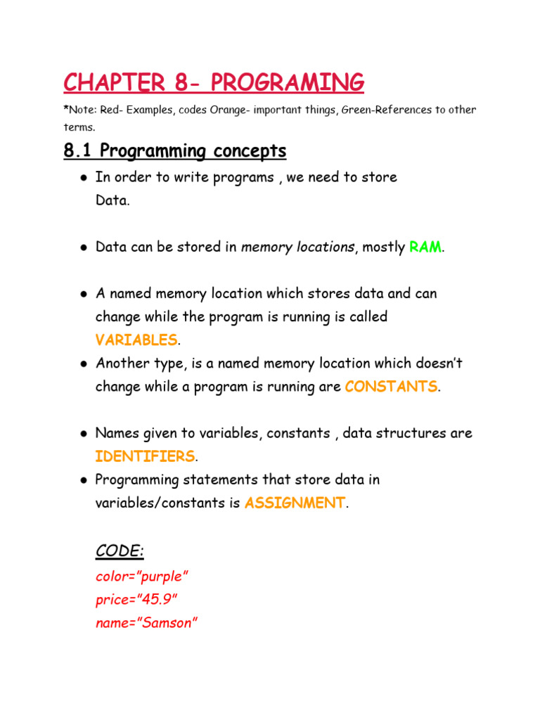 0478 Programming Notes | PDF