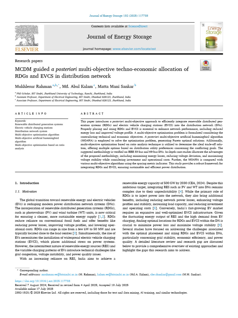 DG and EV Paper 2025 | PDF | Electric Vehicle | Mathematical Optimization