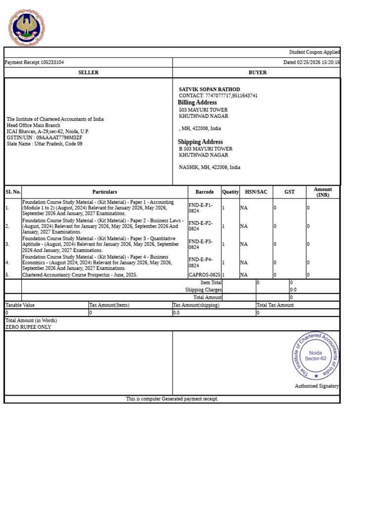 Billing Address: Seller Buyer Satvik Sopan Rathod | PDF | Economies ...