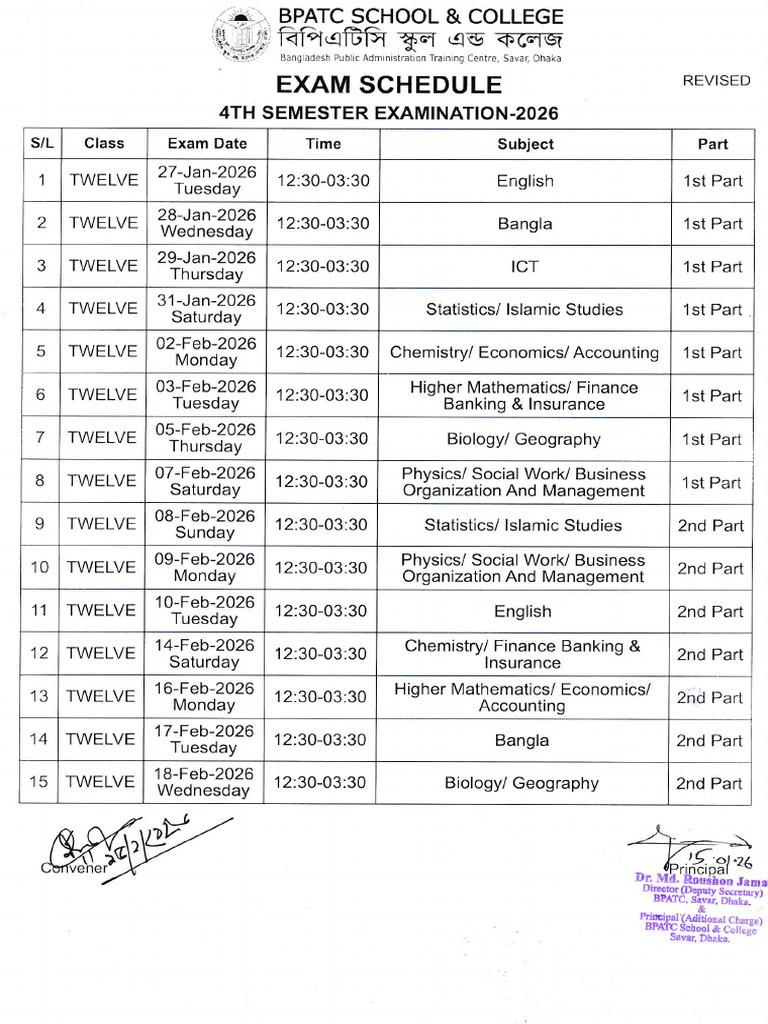 Routine 4th Sem 2026 | PDF