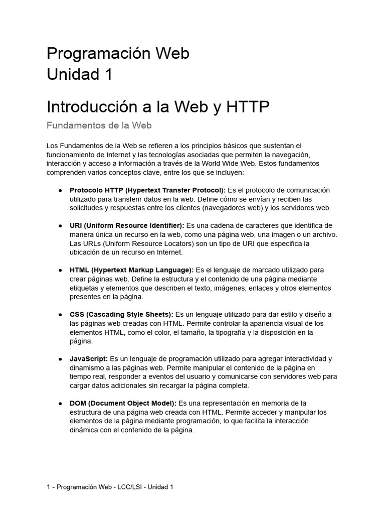Unidad 1_ Introducción a La Web y HTTP | PDF | Protocolo de ...