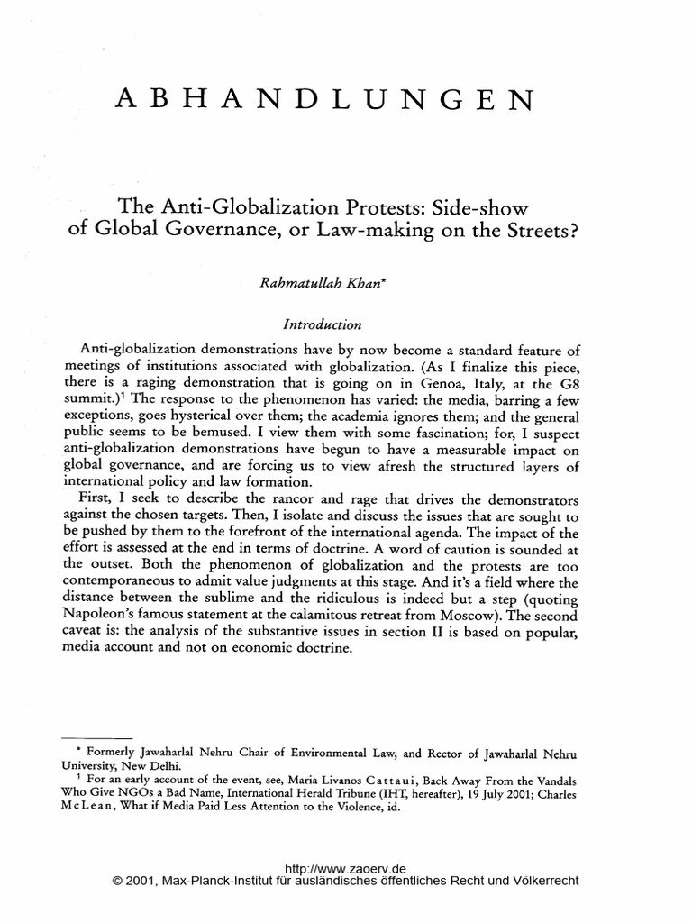 Anti Globalisation - Rahmatullah Khan | PDF | Globalization | Poverty