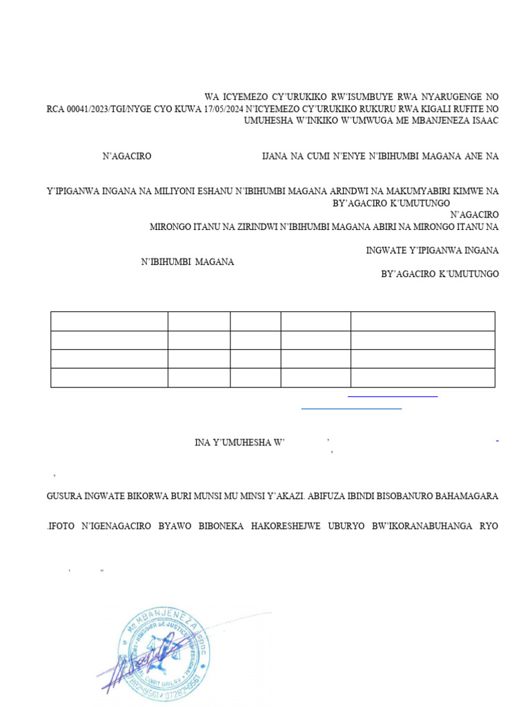 Itangazo Rya Mukiza Round Ya 1 | PDF