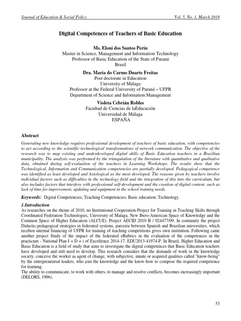 Digital Competences of Teachers of Basic | PDF | Procedural Knowledge ...