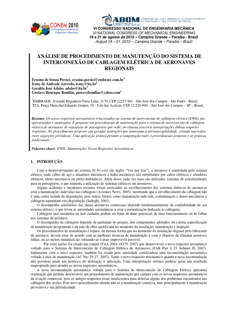 Análise de Procedimento de Manutenção Do Sistema de Interconexão de ...