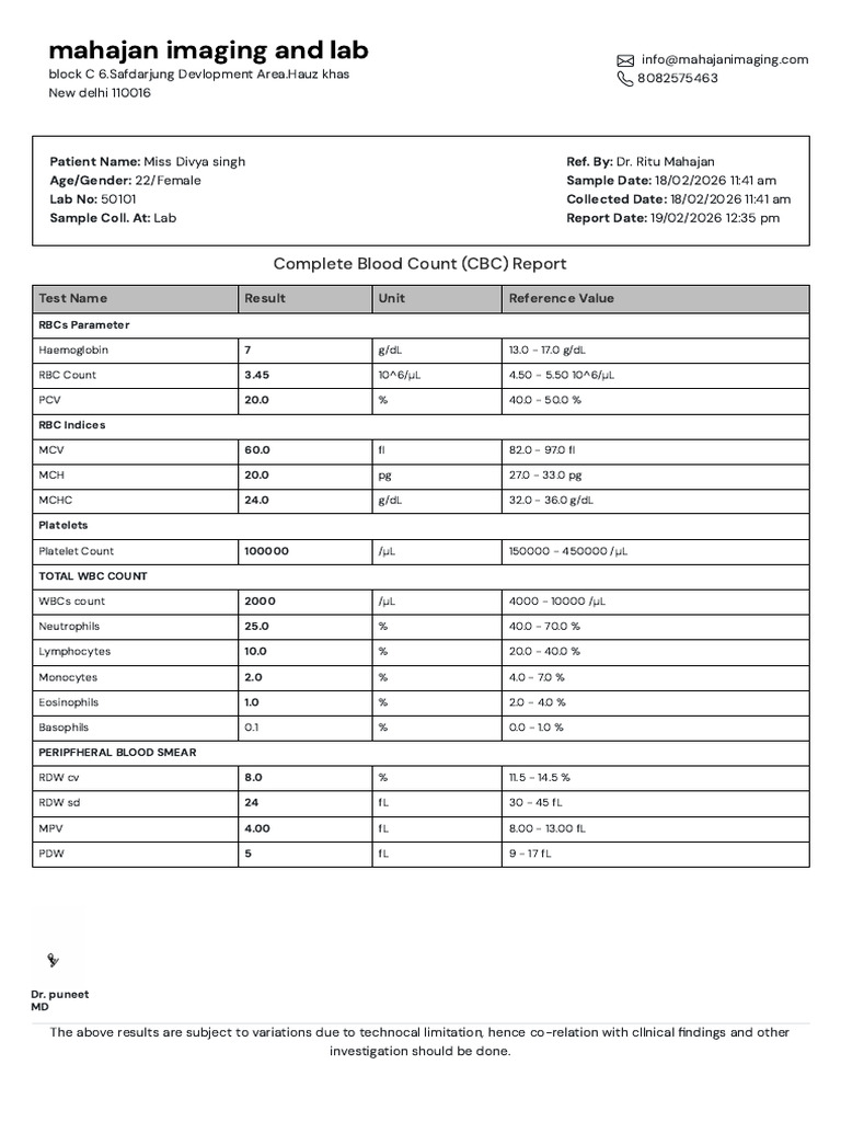 CBC Report | PDF | White Blood Cell | Immunology