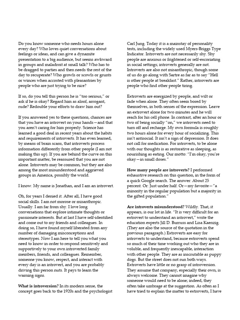 Introversion Atlantic Monthly | PDF | Extraversion And Introversion ...