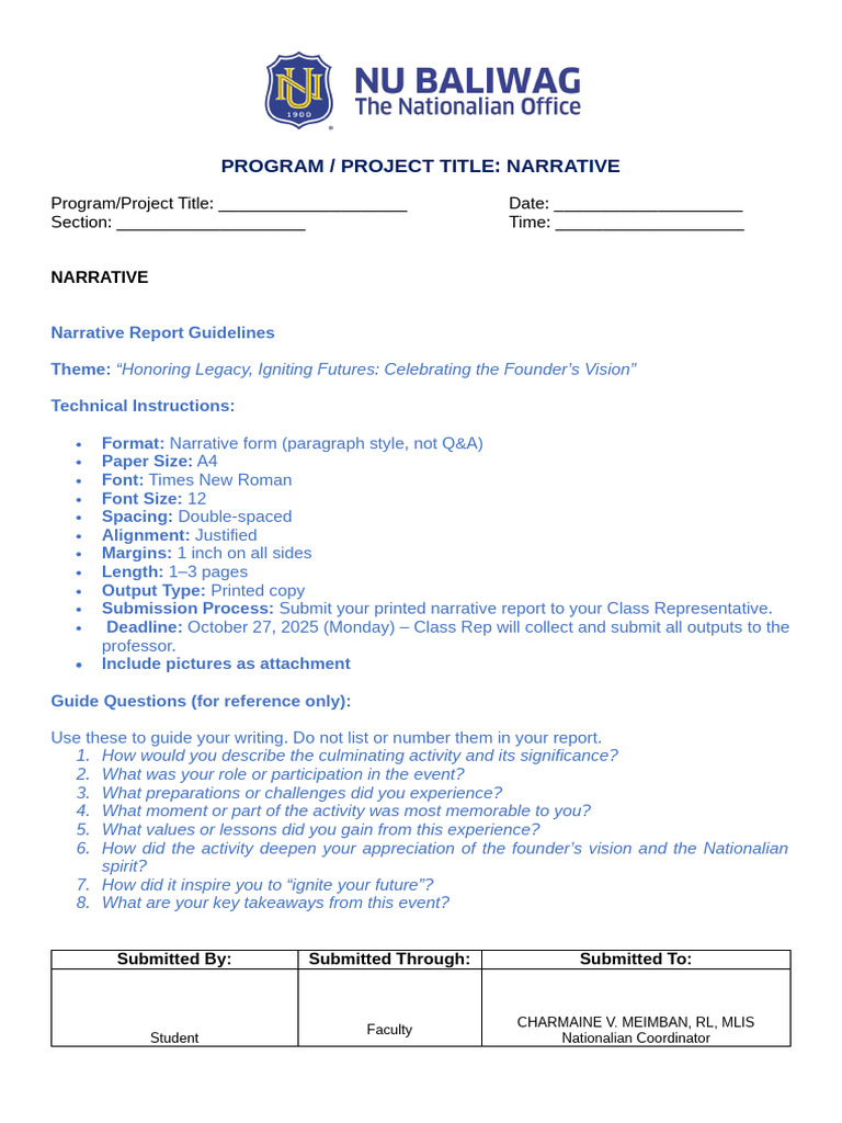 Nationalian Narrative Format | PDF