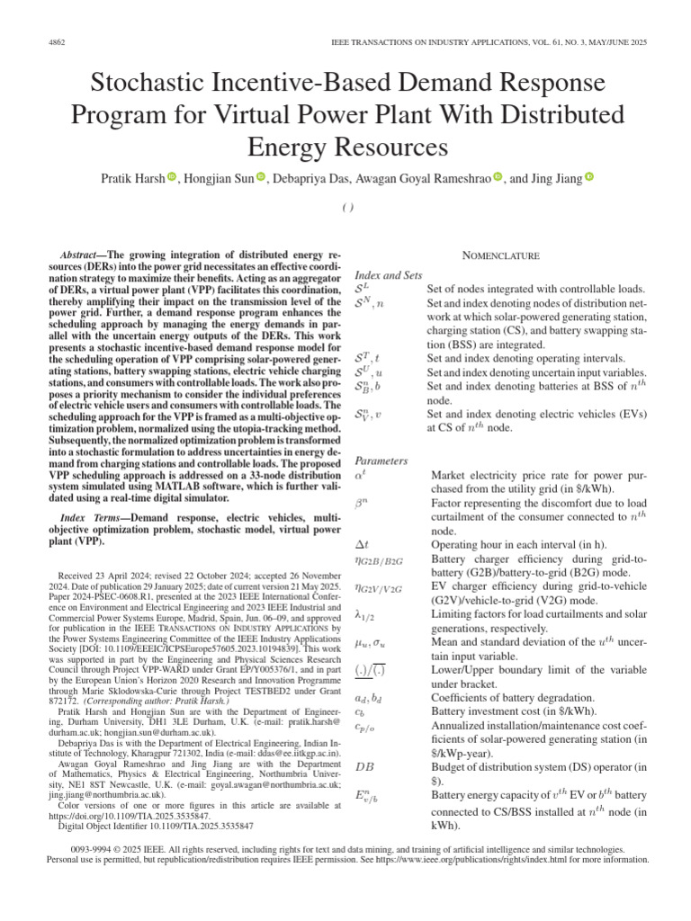 Stochastic Incentive-Based Demand Response Program For Virtual Power ...