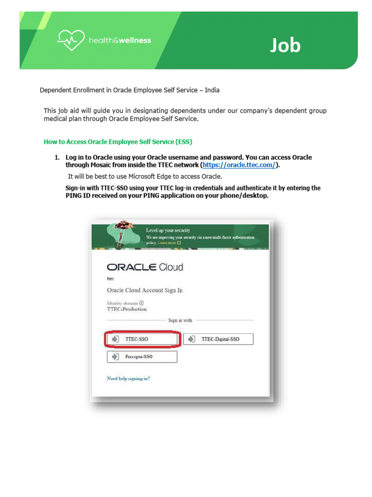 JOB AID Oracle ESS Benefits Enrollment - India 2024 | PDF