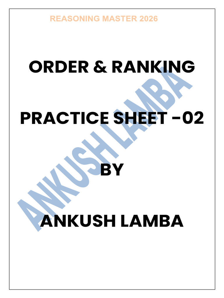Order & Ranking Practice Sheet - 02 (150 Q) | PDF