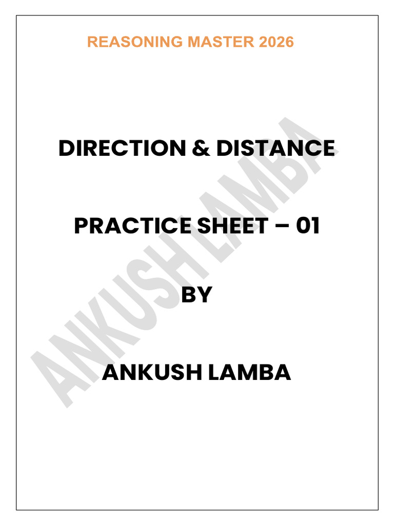 Direction & Distance Practice Sheet 02 (45 Q) | PDF | Elementary ...