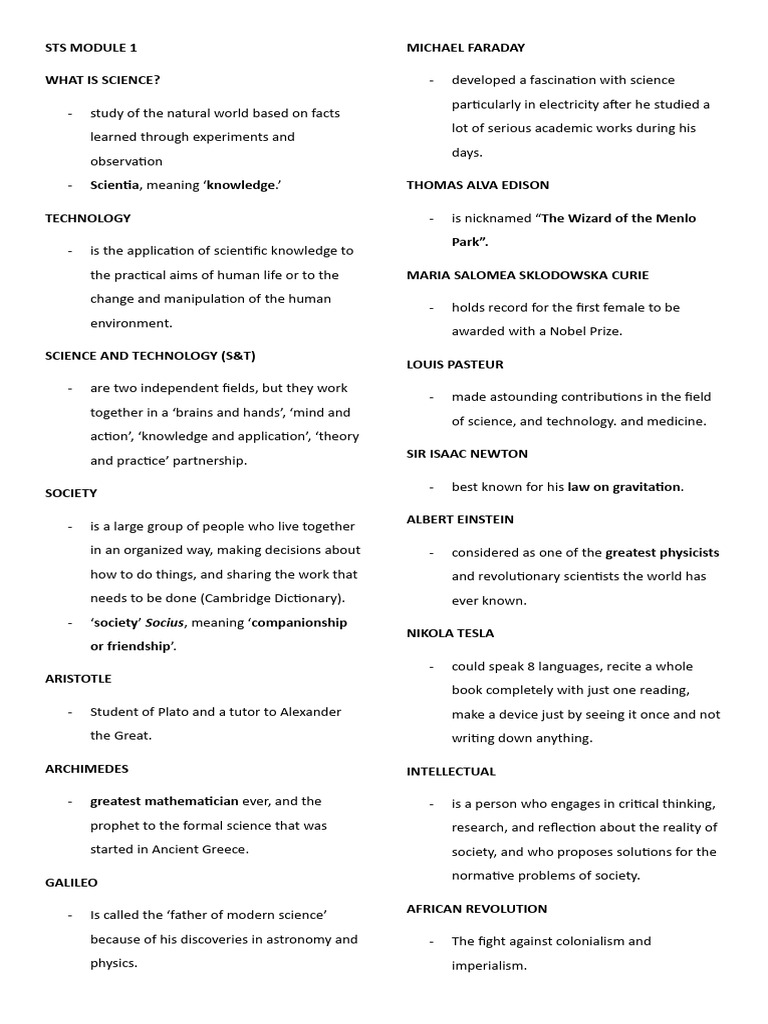 Sts Module 1 | PDF | Science