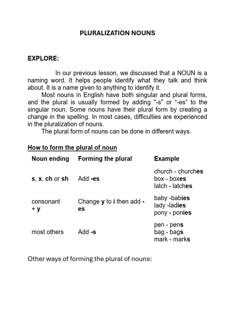 Pluralization Nouns | PDF | Plural | Linguistic Typology