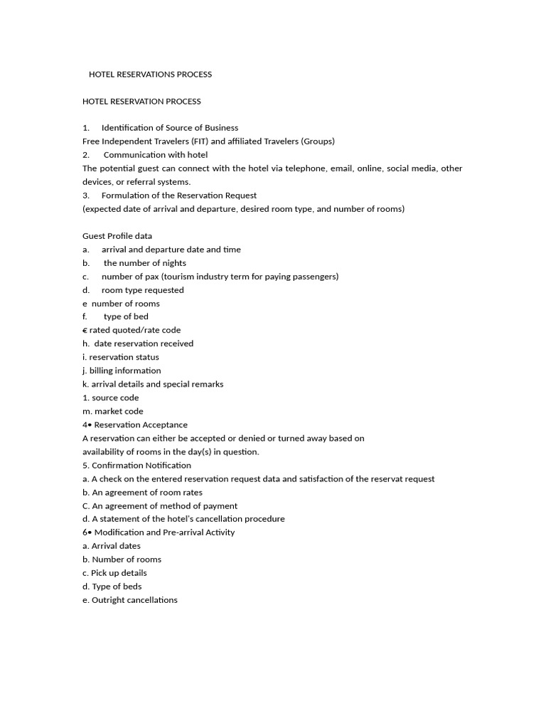 Hotel Reservation Process | PDF