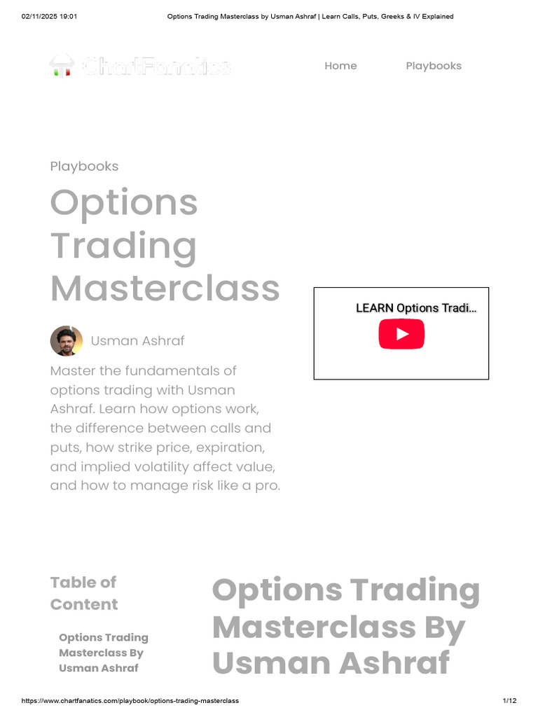 Options Trading Masterclass by Usman Ashraf - Learn Calls, Puts, Greeks ...