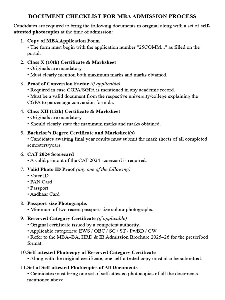 Document Checklist | PDF