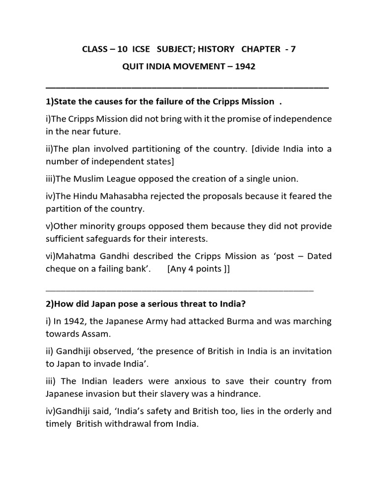 Chapter 7 Quit India Movement | PDF | Mahatma Gandhi | Partition Of India