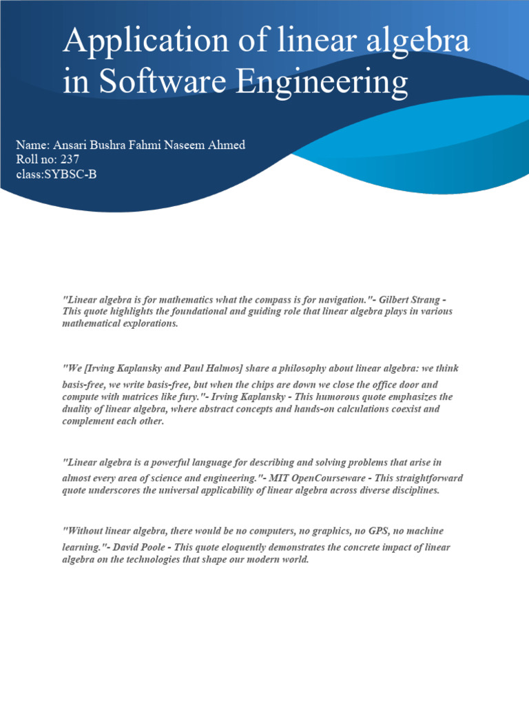 Application of Linear Algebra in Software Engineering - 20260215 ...