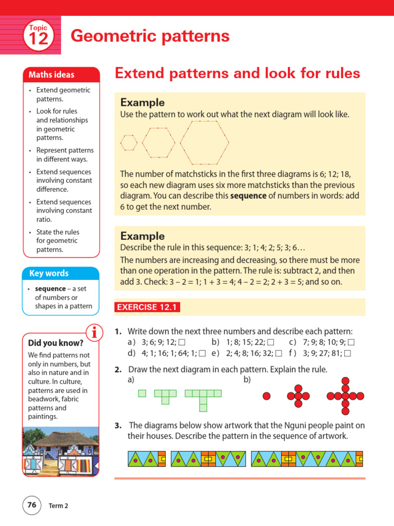 Grade 6 Term 2 Geometric Patterns (2) - 1 | PDF | Multiplication | Numbers