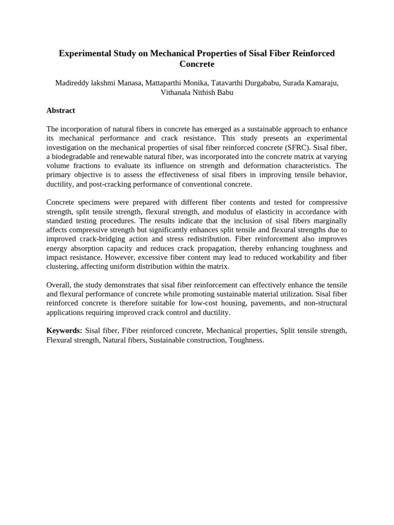 Experimental Study On Mechanical Properties of Sisal Fiber Reinforced ...
